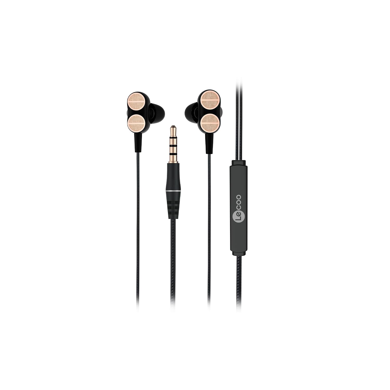 Lecoo EH102 Kablolu 3.5mm Jacklı Mikrofonlu Kulak İçi Kulaklık - Çift Sürücülü, Sağlam Kablo Yapısı, Spor, İş, Oyun için, Evrensel Uyum, Dahili HD Net Ses, Dual Driver Mikrofon Siyah