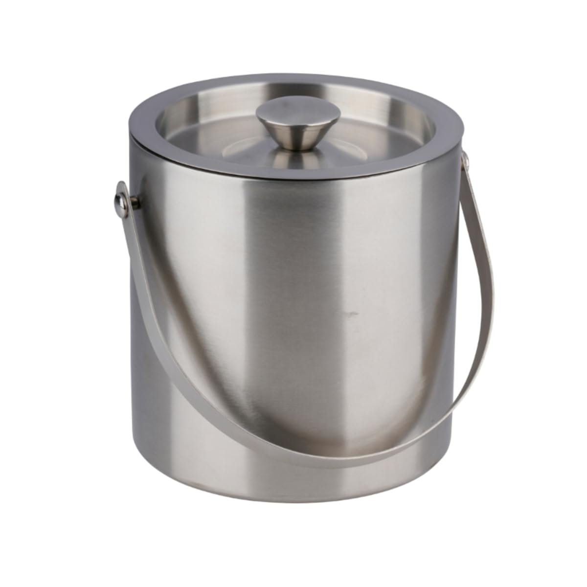 Edco Eindhoven B.V. Alpina Secchiello per Ghiaccio in Acciaio Inox, Ø 15,5 x 15,5 cm, Doppio Isolamento, con Coperchio e Manico, Contenitore per Ghiaccio da 670 g, per Feste, Barbecue e casa