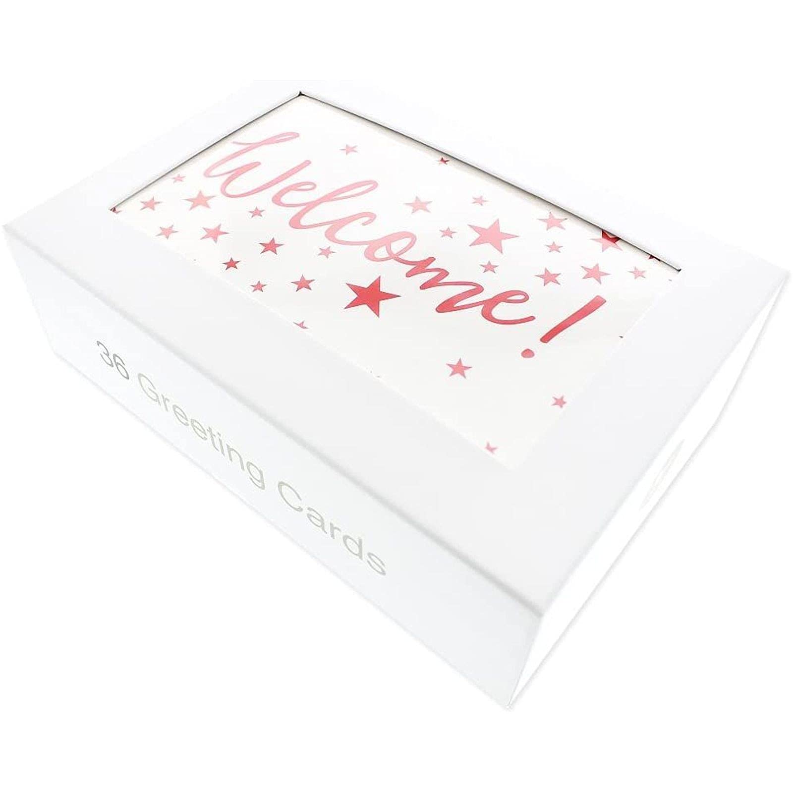 36 Pack Bulk Welcome Cards with Envelopes for Guests, Employees, Business, Star Pattern Design, Blank Interior (4x6 In)