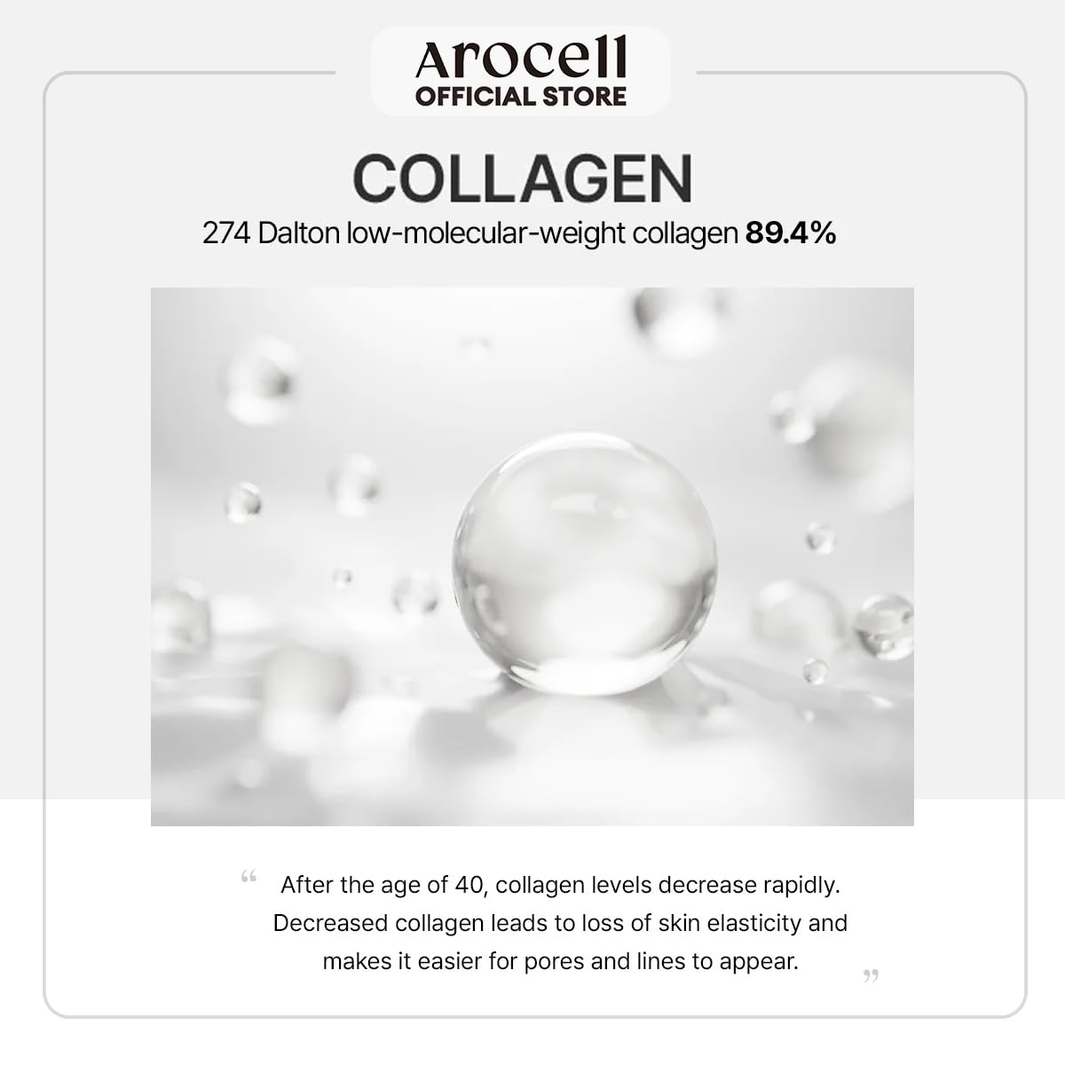 AROCELL Super Collagen Booster Bubble Serum 70ml–Korean Face Serum Anti Aging Collagen Peptide, Firming Hydrating Wrinkle Care, Elasticity Boosting, Pore Minimizing, Lightweight Non Sticky Essence - Image 3