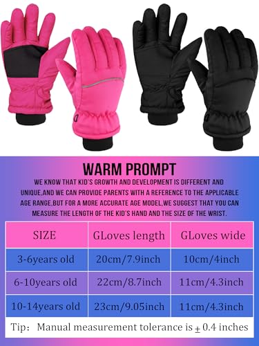 SATINIOR 2 Pairs Kids Thick Ski Gloves Winter Warm Snow Gloves for Child3