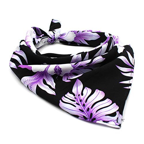 Bright Hibiscus Purple&Black - Bandana - Made in Hawaii