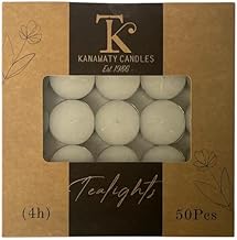 Kanawaty Tealight Candles - 50 Pack, 4 Hour Burn Time