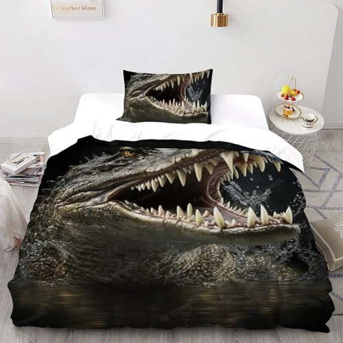 Housse de couette crocodile imprimé 3D animaux land microfibre fermeture éclair - 2