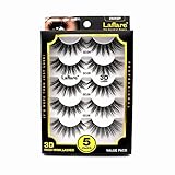 Laflare Premium Silk Lashes 3D Faux Mink Eyelashes Multipack, Light, Natural Looking, Professional Easy to Apply Eyelashes in a Knitted Style 5 Pairs Value Pack (26X5P)