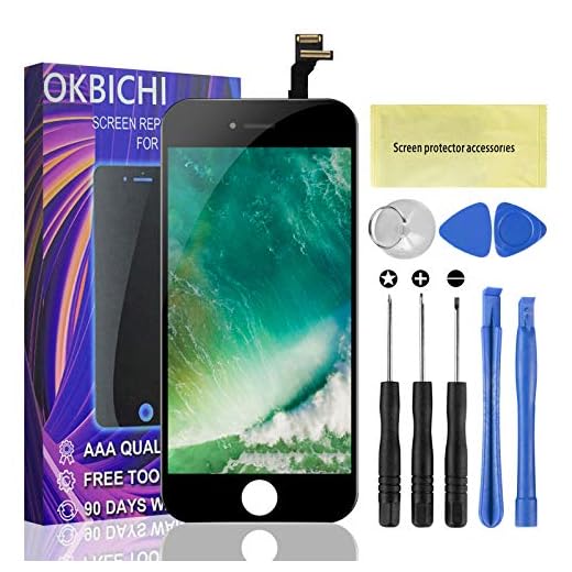OKBICHI Pantalla LCD Táctil Reemplazo para iPhone 6 (4.7"), Ensamblaje de Marco Digitalizador con Herramienta de reparación y Protector de Pantalla (Negro)