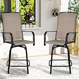 JMGJOY Outdoor Bar Stools Set of 2, 26.6' Seat Height Patio Bar Stools, All Weather Bar Height Swivel Patio Chairs with High Back for Bistro, Patio, Garden