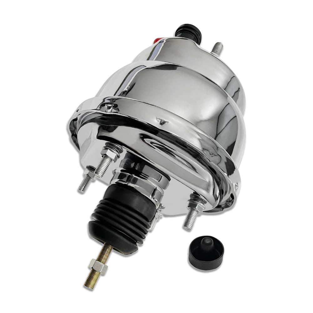 Chrome 7" Single Brake Booster & Finned Master Cylinder Combo - 1" Bore For GM - Demotor Performance