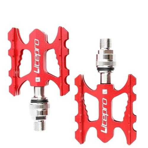 JIASHUNHE Bike Pedals Quick Release Pedal Ultra-light Aluminum Alloy MTB Road Folding Bike Non-slip Footrest Bicycle(Red)