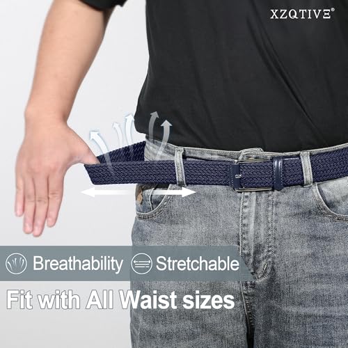 Image of XZQTIVE Braided Stretch Belt Mens Gift Elastic Woven Belt for Golf Casual Pants Shirts Jeans