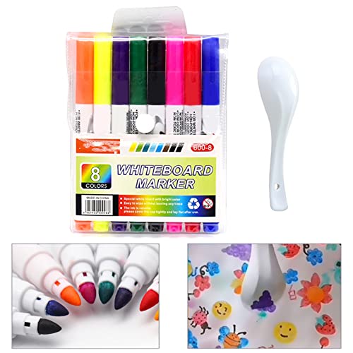 Magische Wassermalerei, 8 Löschbarer Schwimmender Stift in Wasser, Aqua Doodle Stifte, Zauberstifte Kinder mit Löffel, Zauberstifte für Graffiti, Zeichnen, Schreiben, Konferenz Stift