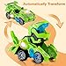 Hirger Transforming Dinosaur Car Toy for Kids, Auto Transformer Monster Truck Toys with Light & Sound for Toddler 1 2 3 4 5 Year Old, Birthday Gifts for Boy, Christmas Stocking Stuffers