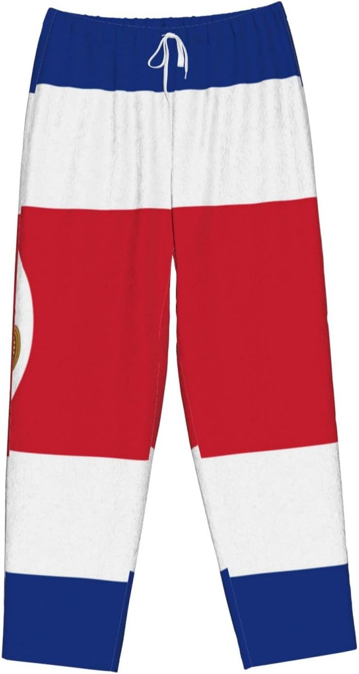 Women'S Costa-Rica-Flag Fleece Pajama Pants, Cozy Flannel Lounge Bottoms For Women