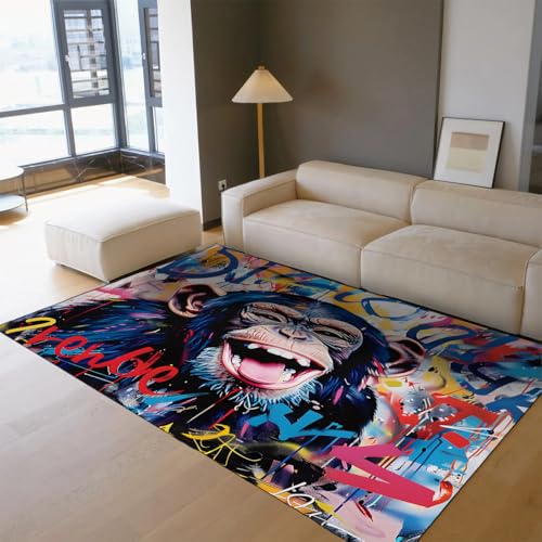Tapis antidérapant grand singe pop art 60x120 lavable pour salle à manger - 3