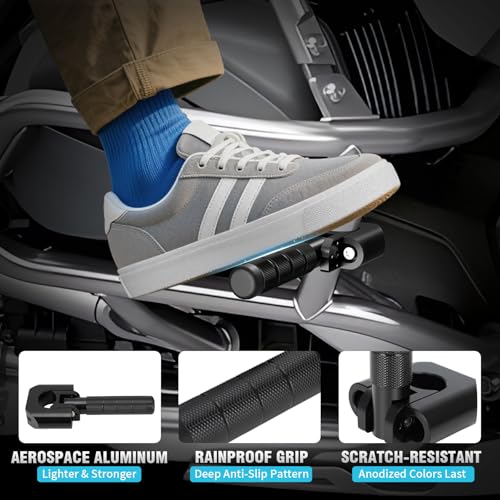 Image of Motorcycle Highway Foot Pegs Adventure Footpegs 7 /8 inch-1.25 inch Crash Bar Rest Pedal CNC Universal for KLR 650 DR650 XR650L TW200 CRF300L 390 /790 /890 /1290 Tenere 700 V-storm ADV Dual Sport Black