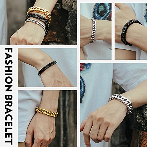 Richsteel Stainless Steel Bracelet For Men 8Mm Wide Cuban Link Chain Bracelets 8.2 Inch #TOP5