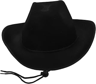 UPKOCH Sombrero De Vaquero Señoras Mujer Occidental Sombreros Vaqueras Fiesta Vaqueros Sombrero Cowboy Sombrero De Vaquera Negro Sombrero De Color Negro Sintió Black