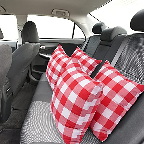 Yuboo Red&White Pillow Covers - 18 X 18 Inch Set Of 4, Buffalo Plaid Outdoor Pillow Covers Decorative Gingham Patriotic Pillow Covers For Couch Sofa 4Th Of July Day/Memorial Day Decoration #TOP6