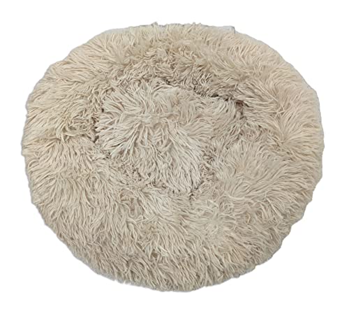 Cama Pet Nuvem Fofa Luxo Redonda De Pelúcia 40cm Caminha P Cachorros Cães Gatos (Amarelo Creme)