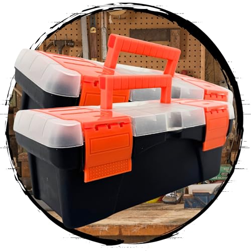 TronicXL 2 Stück Werkzeugkoffer Kunststoff stabil leer mit Kleinteilemagazin und Griff ohne Werkzeug Koffer Kiste leer Werkzeugkiste Angelbox Werkzeugkasten