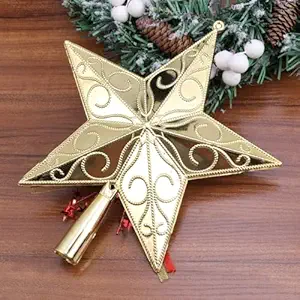 Christmas Star Tree Topper Xmas Gold Star Tree Toppers Tree Ornament for Xmas New Year Holiday Home Office Indoor Tree Decoration