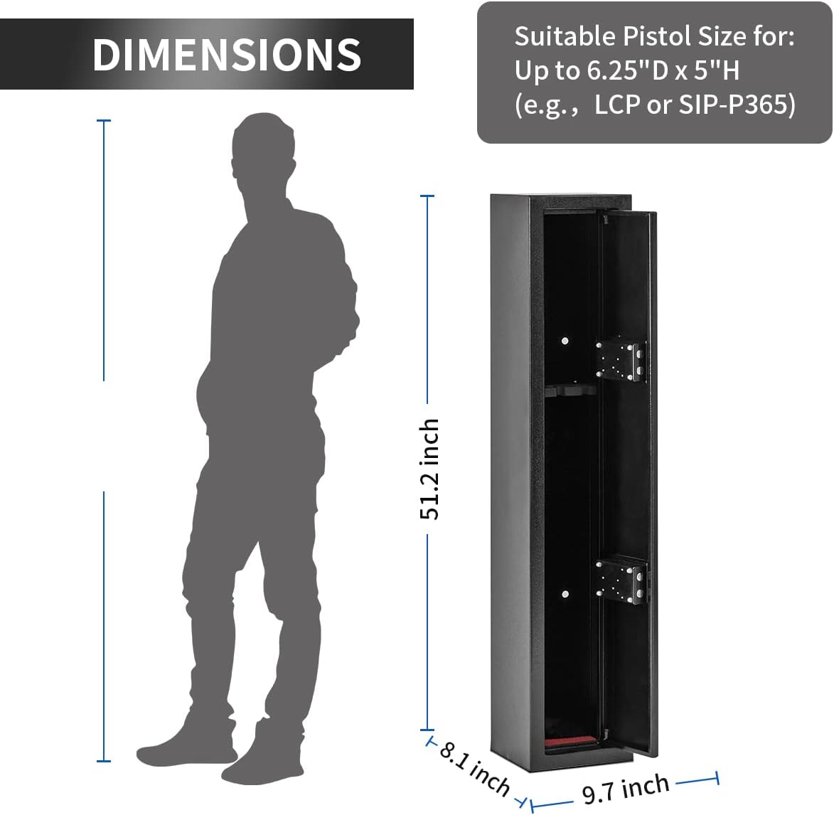 Yoocabinet Gun Safe Rifle, 4 Gun Safes for Home Rifles and Shotguns, Metal Long Gun Security Cabinet for Pistol Handgun Rifles Shotguns Firearms Ammo : Sports & Outdoors