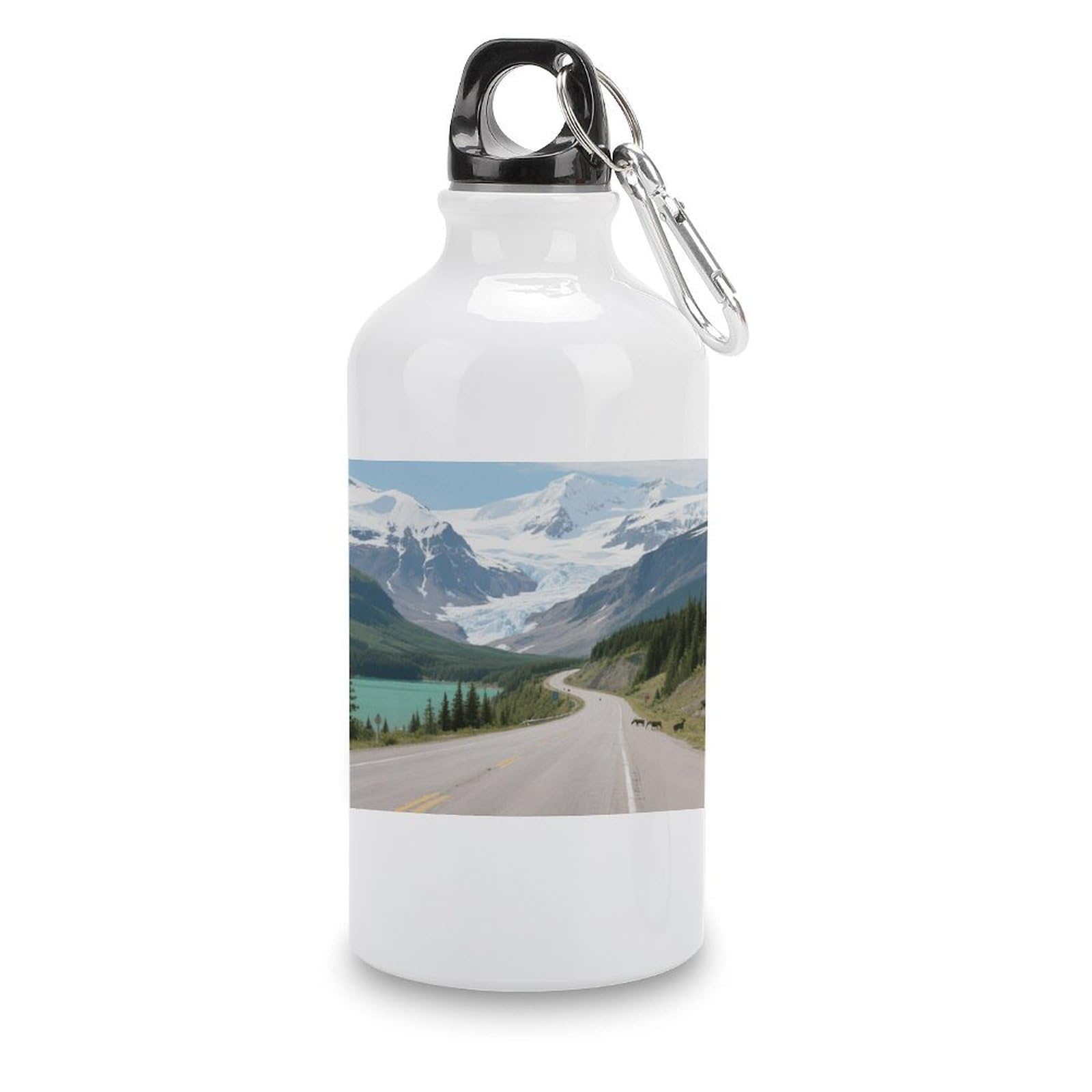 Fekiloot Style Icefield Highway Aluminum Water Bottle Travel Tumbler Reusable Lightweight Outdoor Sports Water Bottles For Gym Sports Camping Hiking Fishing400ml