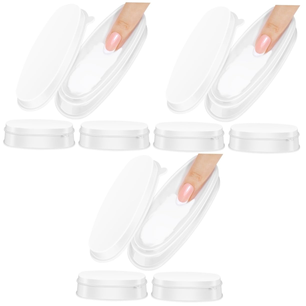 minkissy 9pcs Nail Trays Practical Plastic Dipping Powder Containers for Nail Art French Style Manicure Supplies for Home and