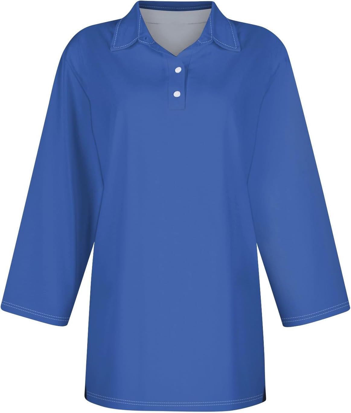 Striped Button Down Shirt Women,3/4 Sleeve Tops V Neck Work Polo Blouses Dressy Casual Collared Elbow Sleeve Tunic