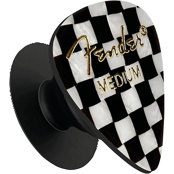 Fender Guitar Pick Phone Grip with Adhesive Backing (Checkered)