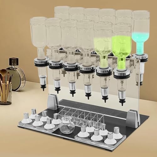 DPQYJPP Kit Distributeur Parfum, 12/6/8 flacons Liquide Manuel, avec Pompes et coupelles Test Parfum, flacons Parfum Verre 200 ML, pour Remplissage et Distribution Professionnels liquides. 12pumphead