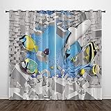 DLSM Tres Capas de Proceso de producción Engrosado Protector Solar estéreo océano Animal patrón de Vida Sala de Estar cortinas-260cmx250cm Las Cortinas para la Sala de Estar