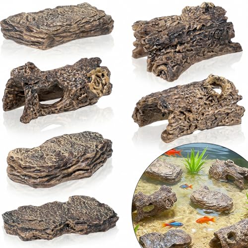 Warmtree 6 Pcs Diorama Rocks Artificial Tree Stump Miniature Stone