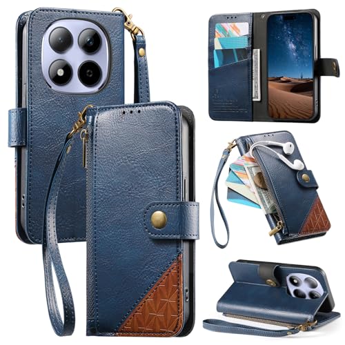�Ή��@�� for Realme P2 Pro 5G / 14 Pro Lite 5G �Ή��@�� for Realme 13 Pro / 13 Pro Plus �t���b�v���̃X�^���h�t���A�X�g���b�v�ƃ}�O�l�b�g���ߋ�t���̃W�b�p�[�E�H���b�g�P�[�X Blue