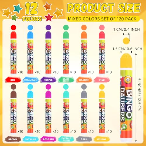 Crtiin 120 Pack 12 Colors Bingo Daubers Dot Markers Supplies Art Markers Paint Craft for Art and Crafts Painting Supplies Drawing Coloring by Crtiin - Image 2