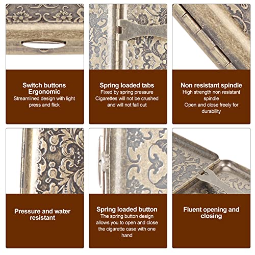 Cigarreira de Metal retrô Dupla Face Com Clipe de Mola Porta Bolso Aberto para 20 Unidades de Cigarr