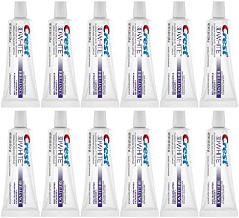 Crest 3D White Brilliance Toothpaste, Vibrant Peppermint, Travel Size, 0.85 oz (24g) - Pack of 12