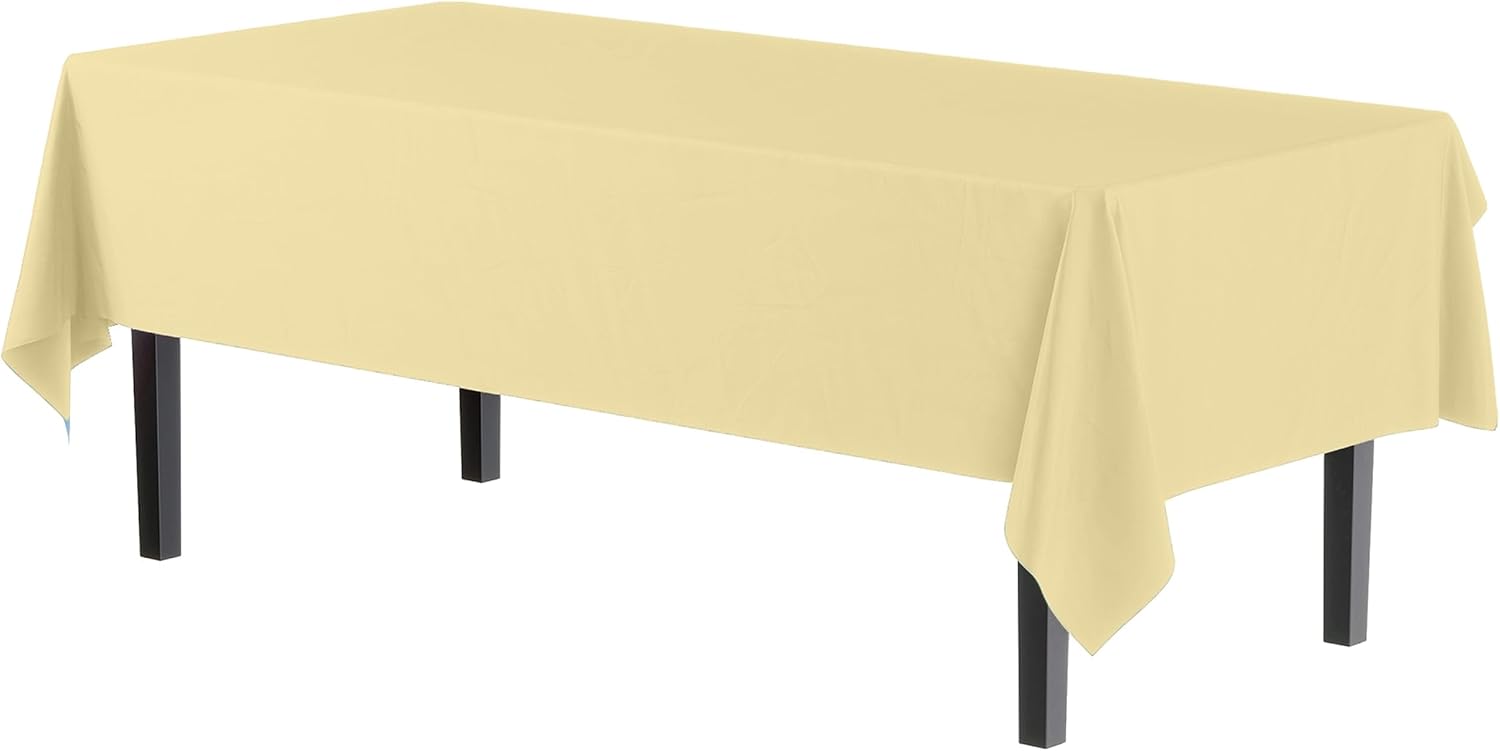 Party Solids Light Yellow Rectangular Plastic Tablecloth - 54x108 Inch, Pack Of 24
