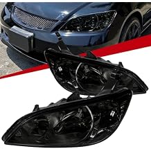 Carpartsinnovate Fits 04-05 Honda Civic JDM Smoke Tinted Headlights Lamps