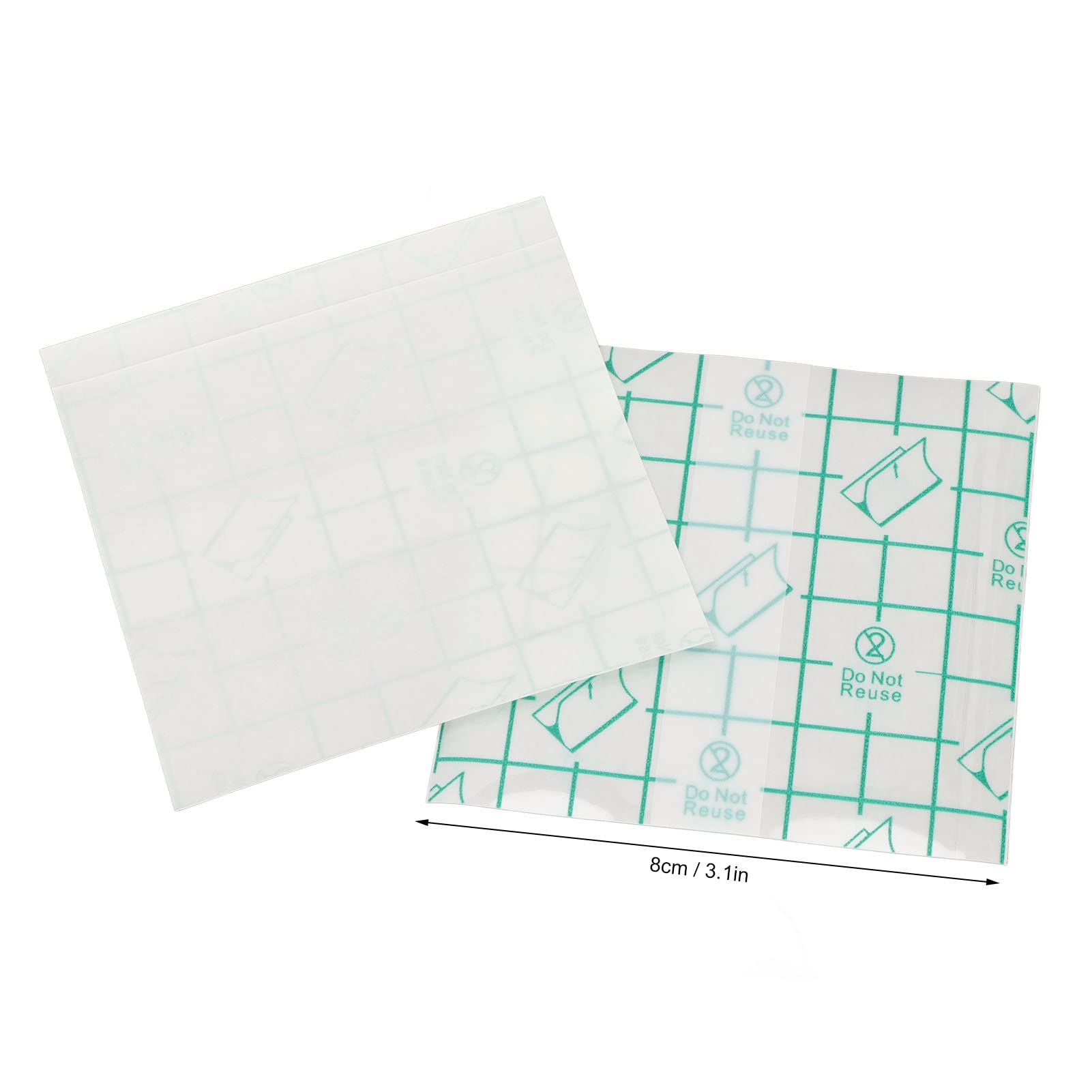 Cinta de Vendaje de Película Transparente de 100 Piezas, Vendaje de Película Elástica Transparente Desechable, Cubierta de Vendaje Impermeable Adhesiva (8 X 8 Cm)