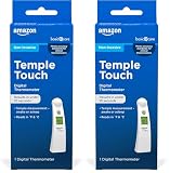 Amazon Basic Care Temple Touch Digital Thermometer, Instant Read, Easy to Use, Fast Accurate, White (Pack of 2)