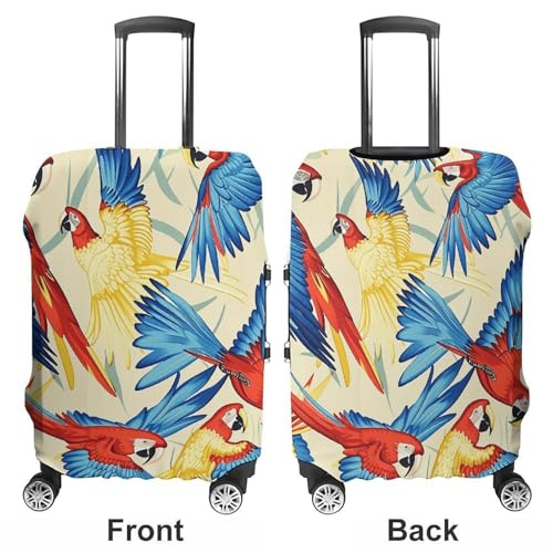 Travel Luggage Cover Elastic Suitcase Protector Anti-Scratch Washable Naughty Parrot Images Luggage Sleeve Tsa Approved Carry on Covers Baggage Cover Fits 18-32 Inch Luggages3