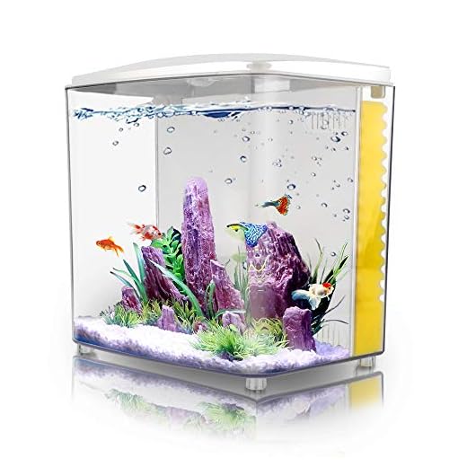 1.2Gallon Betta Aquarium Starter Kits Square Fish Tank with LED Light and Filter Pump