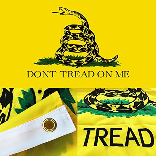 Winbee Embroidered Gadsden Dont Tread On Me Flag 4x6 Ft - Long Lasting Nylon 300D Nylon, Colonial Flag, Long-Lasting Display, Best American Gadsden Flag