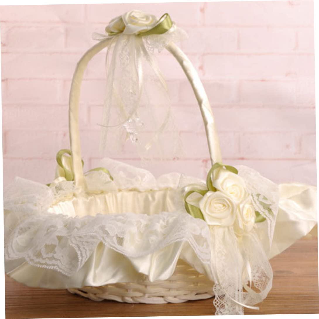 Cesta de bodas de niña de las flores Cesta de bodas Canasta de flores Flores Baskas Románticas Románticas Cestas Flower Cestas para bodas Decoración
