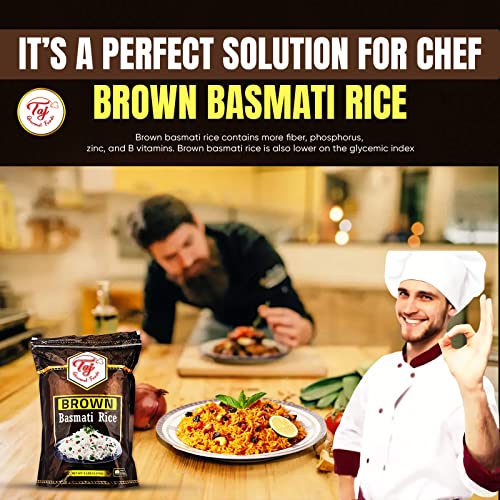 Taj Gourmet Brown Basmati Rice, Naturally Aged, 5-Pounds | Resealable Pouch #TOP6