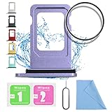 ASDAWN for iPhone 11 SIM Card Slot Replacement for iPhone 11 SIM Card Tray Holder Waterproof Rubber Ring and SIM pin(Single Sim Version 6.1 inches)(Purple)