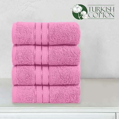 Image of Elegant Comfort Three Line Popcorn Towel Set for Bathroom 16 x 28 inches, Premium Hotel Quality 4-Pack Hand Towels, 100% Turkish Cotton, Soft and Durable, Quick Dry and Highly Absorbent, Light Pink