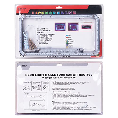 Eing U22-LEDCPK2-RED License Plate Frame Auto 12 V 54 Led Color Light Acrylic License Plate Cover,2 - Pack, Red Light thumb #6