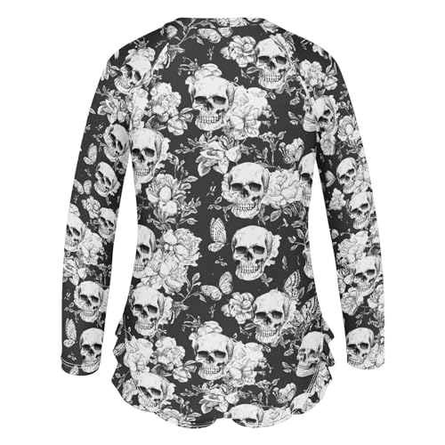 ALAZA Toddler Swimsuit Girl Bathing Suit Swimwear Rash Guard Skull Gothic Vintage Long Sleeve 3T3